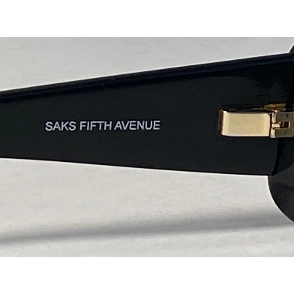 SAKS 5TH AVENUE Women's Black Eyeglass FRAMES ONLY Gold Crystals Bejeweled Sun